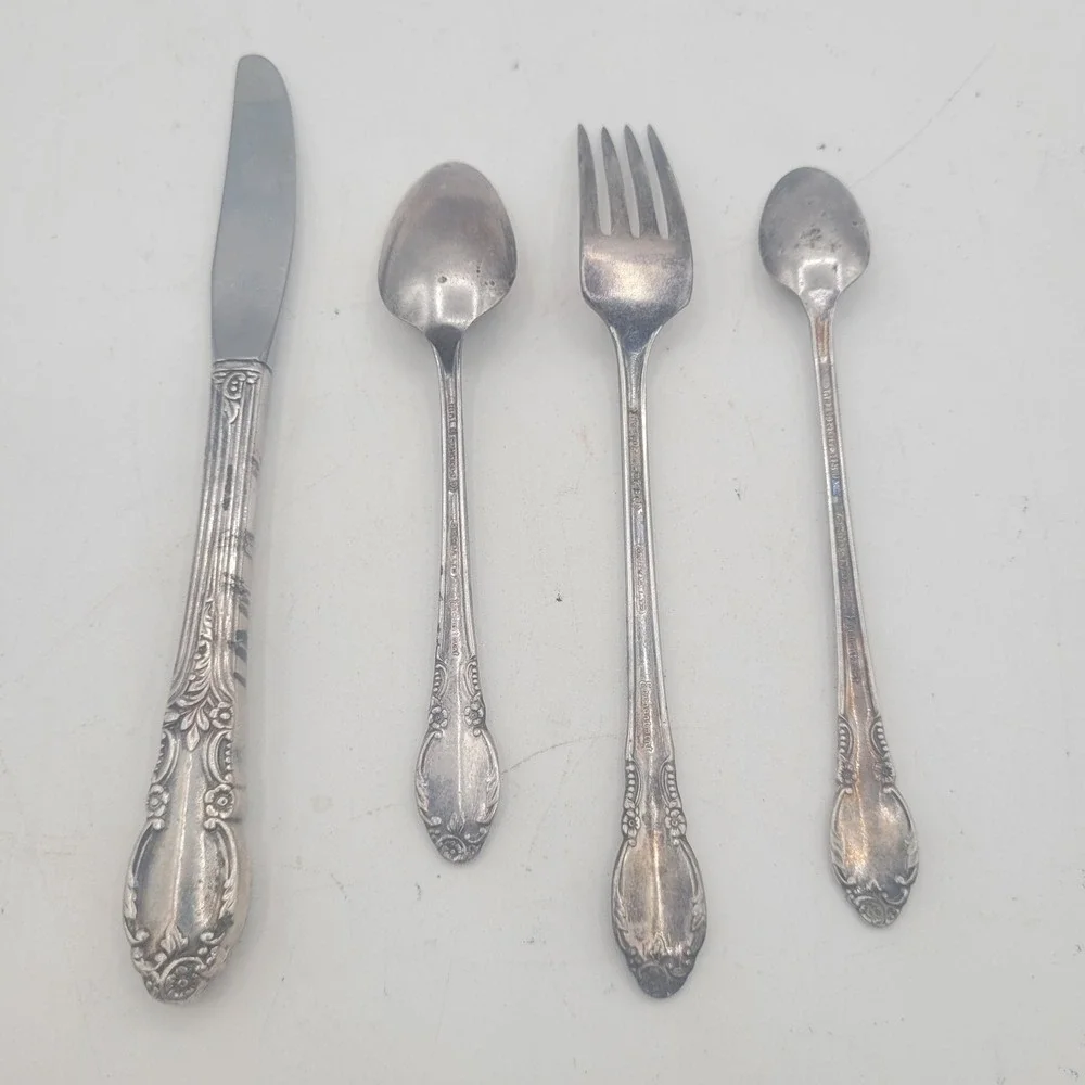 Oneida ENCHANTMENT Child (2)‎ Spoon, Fork & Knife Silver Plate Flatware